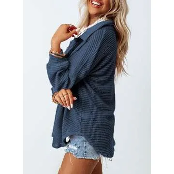 Dokotoo Women's Waffle Knit Button Down Shacket 2024