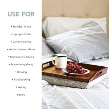 ROSSIE Bamboo Bed Tray with Detachable Cushion for Comfort