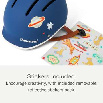 Thousand Kids Helmet – Free Reflective Sticker Pack to Customize, No Pinch Magnetic Buckle, Multi ...