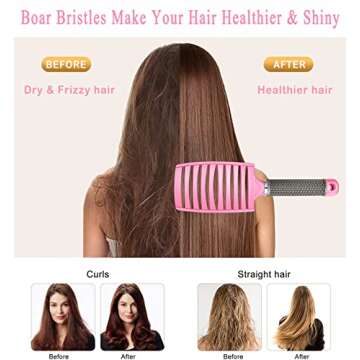 KTKUDY Detangling Hair Brush - Boar Bristle & Tangle-Free Design for Kids, Women, and Men - Perfect ...