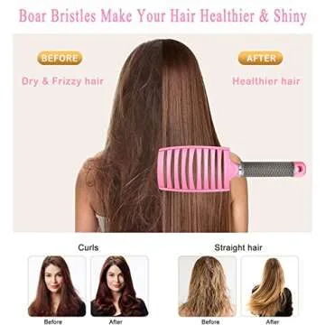 KTKUDY Detangling Hair Brush - Boar Bristle & Tangle-Free Design for Kids, Women, and Men - Perfect ...