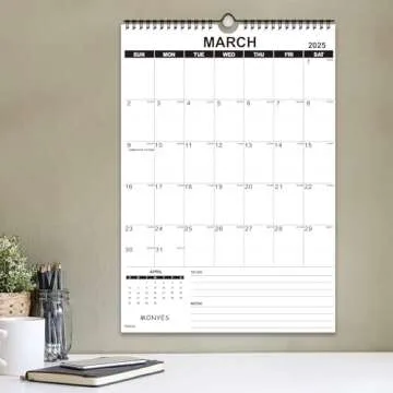 MONYES Wall Calendar 2025-2026 Large, 17" x 12" Academic Calendar, Monthly Calendar with Wire Binding & Hanging Hook, Large Wall Calendar