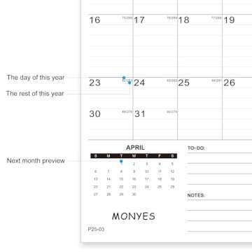 MONYES Wall Calendar 2025-2026 Large, 17" x 12" Academic Calendar, Monthly Calendar with Wire Binding & Hanging Hook, Large Wall Calendar