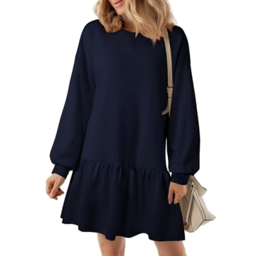 ZOOMOON Sweatshirt Dress Women Casual 2025 Fall Winter Long Sleeve Crewneck Patchwork Oversized Swea...