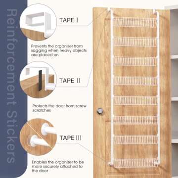 Goovilla Over The Door Pantry Organizer, 8-Tier Pantry Organization and Storage, Metal Hanging Spice...