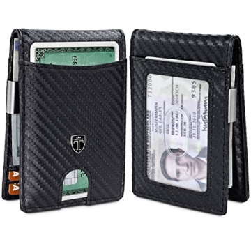 TRAVANDO Money Clip Wallet Atlanta - Slim RFID Blocking Carbon Leather for Men