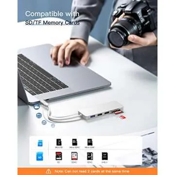 GIKERSY USB C Hub,7 in 1 Aluminum Type C Adapter with 87W PD Charging Port, 4K HDMI Output,1 USB 3.0/2 USB 2.0 Ports, MicroSD/SD Card Reader Compatible MacBook Pro 13" 15" 2015/2016/2017 More (Silver)