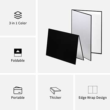 Meking 3 in 1 Photography Reflector Cardboard, 12 x 8 inch Folding Light Diffuser Board for Still Li...