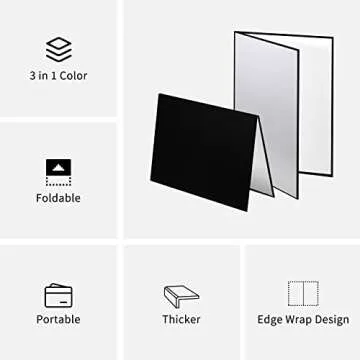 Meking 3 in 1 Photography Reflector Cardboard, 12 x 8 inch Folding Light Diffuser Board for Still Li...