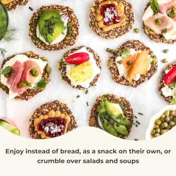ELLA’S FLATS® Variety All Seed Savory Crisps – All Natural, Gluten Free, Good Source of Protein, High Fiber, Vegan and Keto Friendly (Variety 4 Pack)