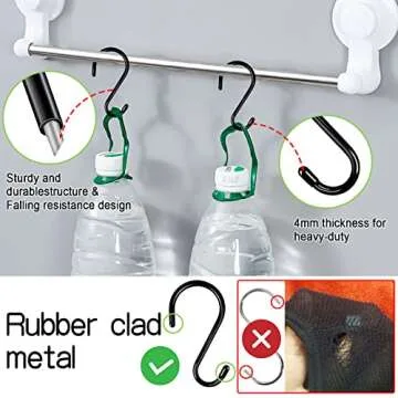 24 Pack 4 Inch Vinyl Coated S Hooks Heavy Duty Large S Hooks for Hanging Plants,Black Rubber Coated S Hooks Non Slip Metal S Hanger for Hanging Closet,Garden, Jeans Plants Jewelry Pot Pan Cups Towels