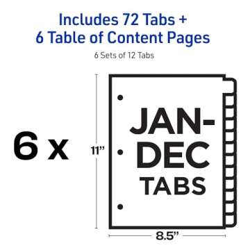 Avery Jan-Dec 12 Tab Dividers for 3 Ring Binders