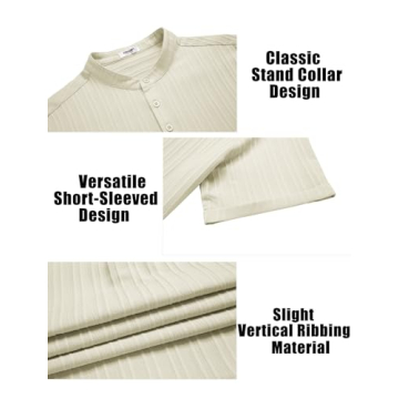 COOFANDY Men's Stylish Casual Summer Henley Tee