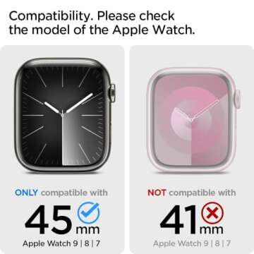 Spigen Thin Fit Designed for Apple Watch Case Series 9/8/7 45mm Lightweight Hard PC Cover - Crystal ...