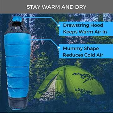 Viking Trek 350x Lightweight Adult Sleeping Bag – Warm & Breathable, Compact Camping Gear for Hiki...
