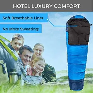 Viking Trek 350x Lightweight Adult Sleeping Bag – Warm & Breathable, Compact Camping Gear for Hiking and Backpacking - Camping Essentials - Includes 100% Waterproof Stuff Sack