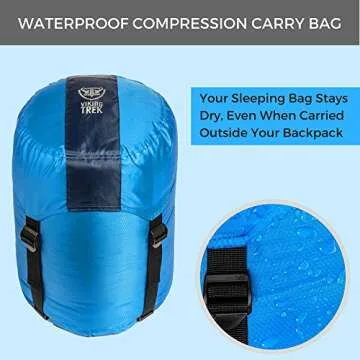 Viking Trek 350x Lightweight Adult Sleeping Bag – Warm & Breathable, Compact Camping Gear for Hiking and Backpacking - Camping Essentials - Includes 100% Waterproof Stuff Sack