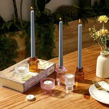 Lysenn Amber Glass Candle Holders - Elegant Multipurpose Set