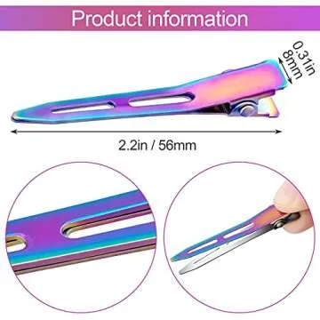 OIIKI 10 Pack 2.2 Inches Rainbow Alligator Hair Clips, Metal Duck Bill Hair Clips Pins without Teeth...