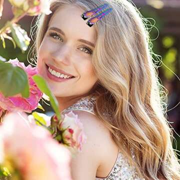 OIIKI 10 Pack 2.2 Inches Rainbow Alligator Hair Clips, Metal Duck Bill Hair Clips Pins without Teeth, Curl Clips Hair Barrettes Accessories for Hair Coloring, Hair Styling, Salon, Bows DIY