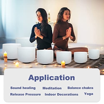 CVNC 432HZ Crystal Singing Bowl Set for Sound Healing