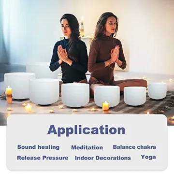 CVNC 432HZ Crystal Singing Bowl Set for Sound Healing