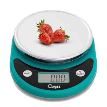 Ozeri Pronto Digital Multifunction Kitchen and Food Scale, Black on Teal