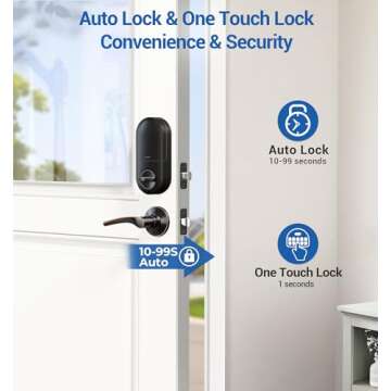 Veise Keyless Entry Door Lock with 2 Lever Handles - Electronic Keypad Deadbolt, Auto Lock, Back Lit & Easy Installation Design, Front Door Handle Sets, Oil Rubbed Bronze