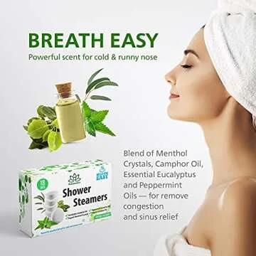 18 Shower Steamers Vapor Tablets Extra Strong for Sinus Relief Aromatherapy Spa, Shower Bombs - Menthol Crystals, Camphor and Eucalyptus Essential Oils - Long Lasting Effect