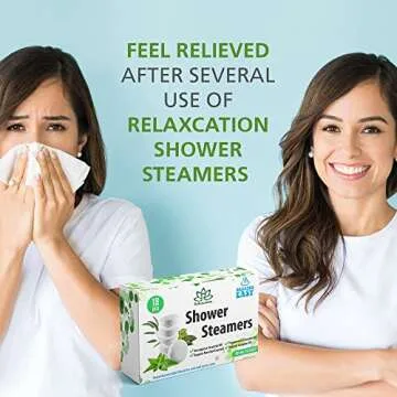18 Shower Steamers Vapor Tablets Extra Strong for Sinus Relief Aromatherapy Spa, Shower Bombs - Menthol Crystals, Camphor and Eucalyptus Essential Oils - Long Lasting Effect