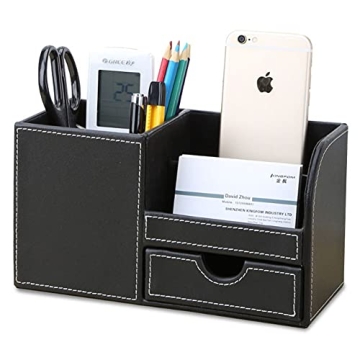 Stylish KINGFOM PU Leather Desk Organizer for Home & Office