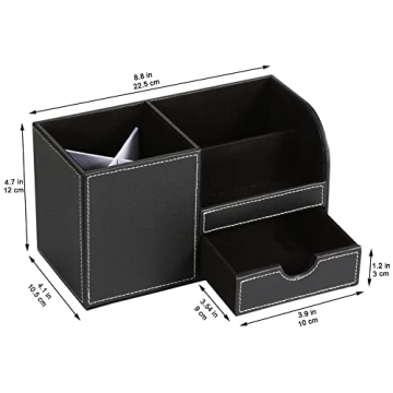 KINGFOM PU Leather Desk Organizer for Office Supplies