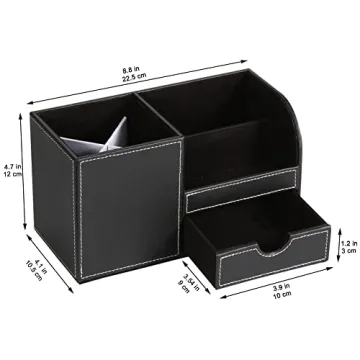 KINGFOM PU Leather Desk Organizer for Office Supplies