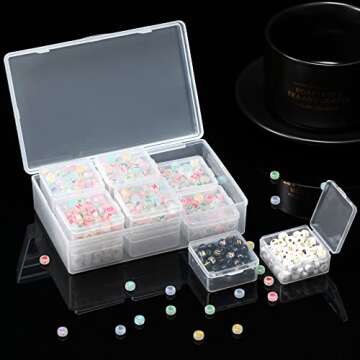 Blulu 12 Pieces Plastic Clear Storage Box Organizer with snap-tight closure latch Mini small Storage Containers Cases with Hinged Lid Hobby Modular Craft Supply Satchel (1.5 x 1.5 x 0.7 Inch)