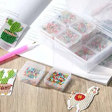 Blulu 12 Pieces Plastic Clear Storage Box Organizer with snap-tight closure latch Mini small Storage Containers Cases with Hinged Lid Hobby Modular Craft Supply Satchel (1.5 x 1.5 x 0.7 Inch)