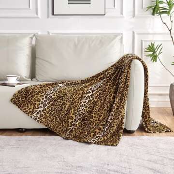 Edenleaf Leopard Print Blanket Fleece Throw Blanket for Bed Sofa Travel and Camping, Super Soft Cozy...
