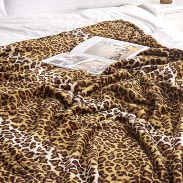 Edenleaf Leopard Print Blanket Fleece Throw Blanket for Bed Sofa Travel and Camping, Super Soft Cozy Fluffy Plush Blanket, Cheetah Print Blanket for All Seasons(50”×60”)