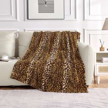 Edenleaf Leopard Print Blanket Fleece Throw Blanket for Bed Sofa Travel and Camping, Super Soft Cozy Fluffy Plush Blanket, Cheetah Print Blanket for All Seasons(50”×60”)