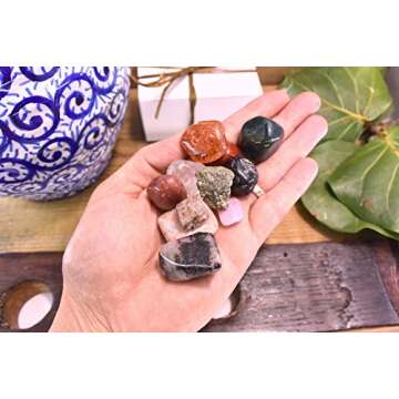 Aries Moon Crystal Set - 11 Stones for Assertiveness and Passion | Healing Gemstones Kit in White Gift Box