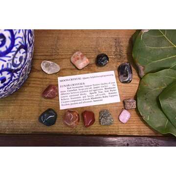 Aries Moon Crystal Set - 11 Stones for Assertiveness and Passion | Healing Gemstones Kit in White Gift Box