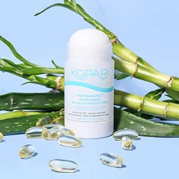 Kopari Performance Plus Aluminum-Free Deodorant, Sport Deodorant for 24 Hour Odor Protection, Non Toxic & Clean, No Parabens or Baking Soda, 2 oz