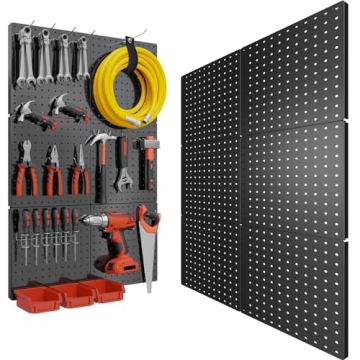 6PCS Heavy Duty Metal Pegboard Wall Organizer - Ultimate Garage & Craft Room Tool Storage