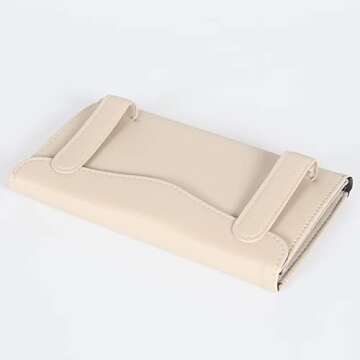 BANCHELLE Car Tissue Holder, Hanging Paper Towel Clip, PU Leather Tissue Box, Paper Carton, Paper Towel Box (Beige)