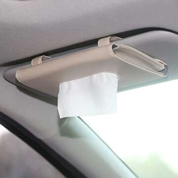 BANCHELLE Car Tissue Holder, Hanging Paper Towel Clip, PU Leather Tissue Box, Paper Carton, Paper Towel Box (Beige)