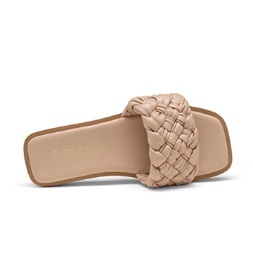 DREAM PAIRS Women's Stylish Square Open Toe Slide Sandals