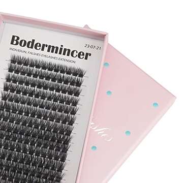 Bodermincer Large Tray 180pcs D Curl Professional Makeup Wide Cluster Individual Cluster EyeLashes Grafting Fake False Eyelashes (14-16-18mm Mixed)
