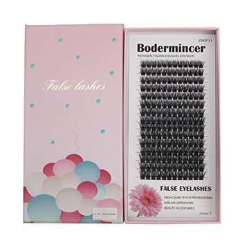 Bodermincer Large Tray 180pcs D Curl Professional Makeup Wide Cluster Individual Cluster EyeLashes Grafting Fake False Eyelashes (14-16-18mm Mixed)