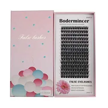 Bodermincer Large Tray 180pcs D Curl Professional Makeup Wide Cluster Individual Cluster EyeLashes Grafting Fake False Eyelashes (14-16-18mm Mixed)