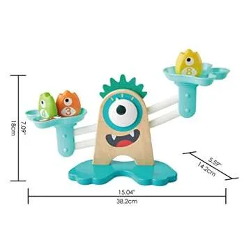 Hape Math Monster Scale Toy| 22 PCs Cute Counting Math Toy| STEM Educational Learning Counting Math Games for Preschool