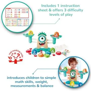 Hape Math Monster Scale Toy| 22 PCs Cute Counting Math Toy| STEM Educational Learning Counting Math Games for Preschool